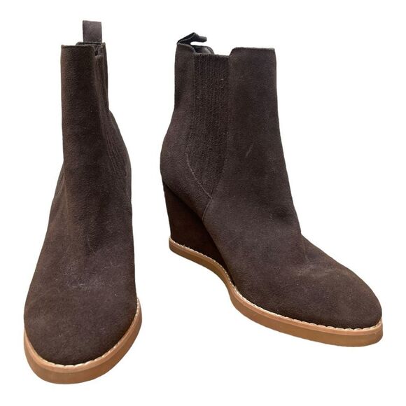 New Splendid WANDA Size 8.5 Chelsea Wedge Boot Brown Suede Leather Round Toe - Picture 7 of 7